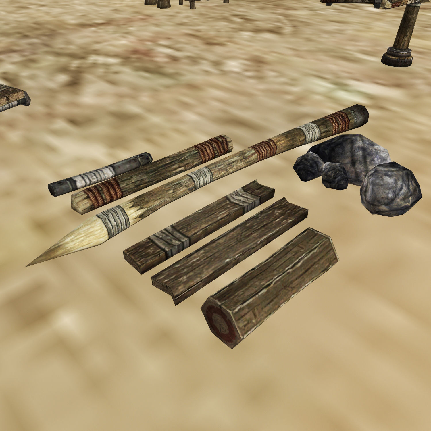 Medieval Village Props Set Collection Low-poly 3D model_7