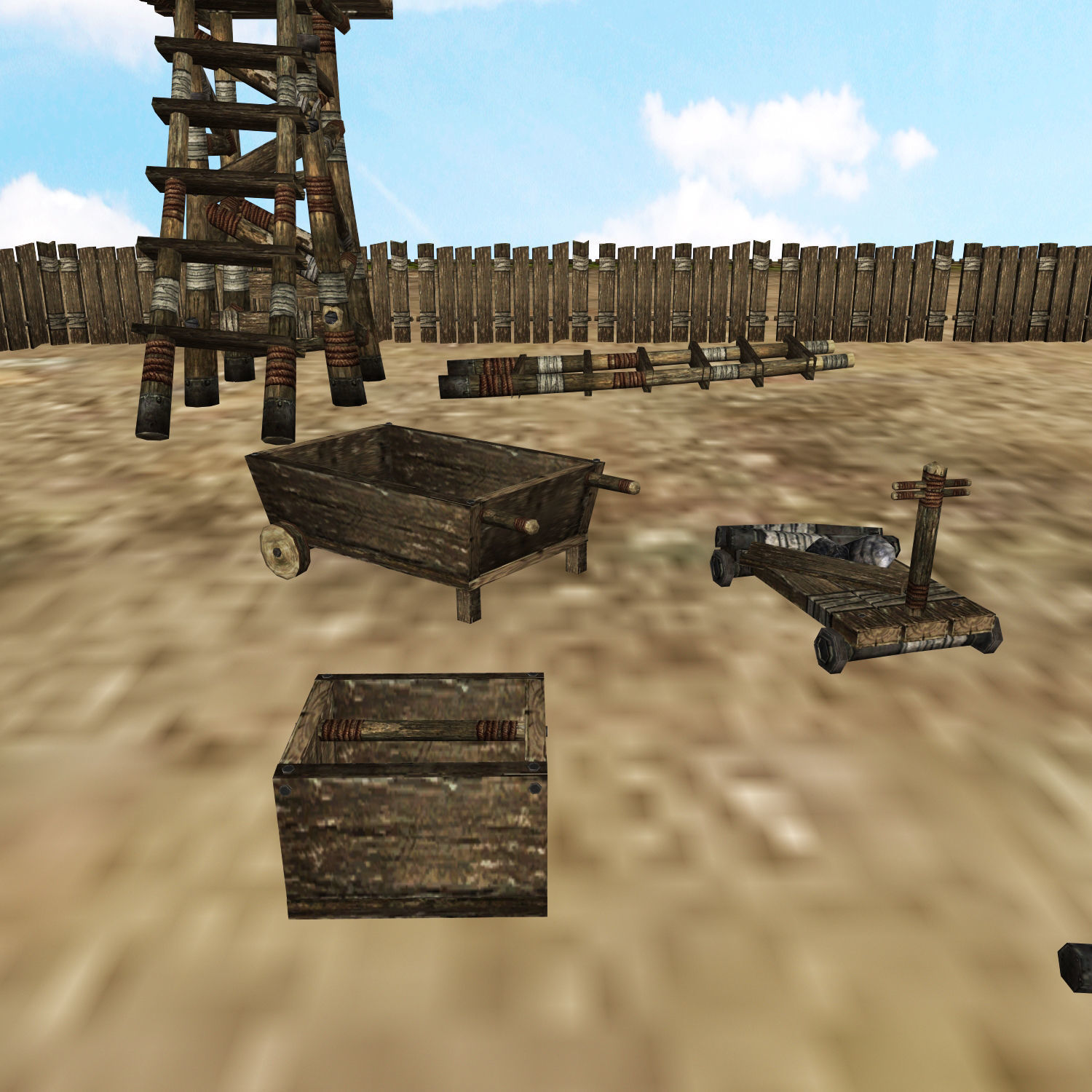 Medieval Village Props Set Collection Low-poly 3D model_3