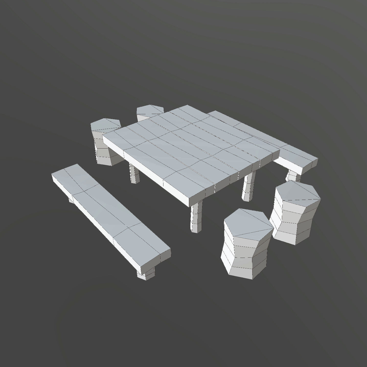 Medieval Village Props Set Collection Low-poly 3D model_29