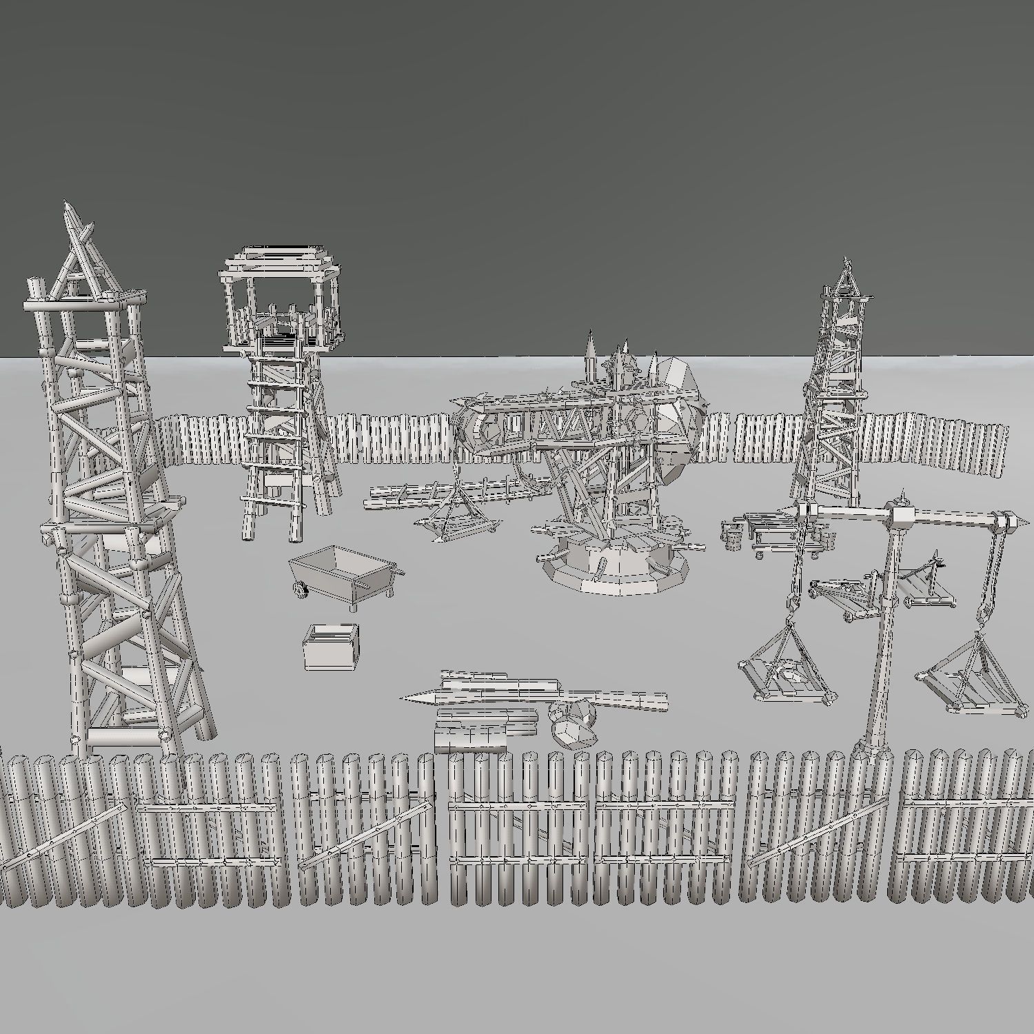 Medieval Village Props Set Collection Low-poly 3D model_48