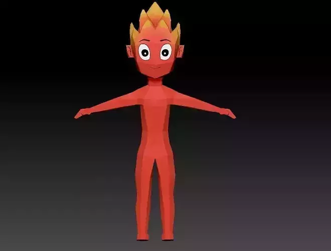Cartoon Fire boy 3d model