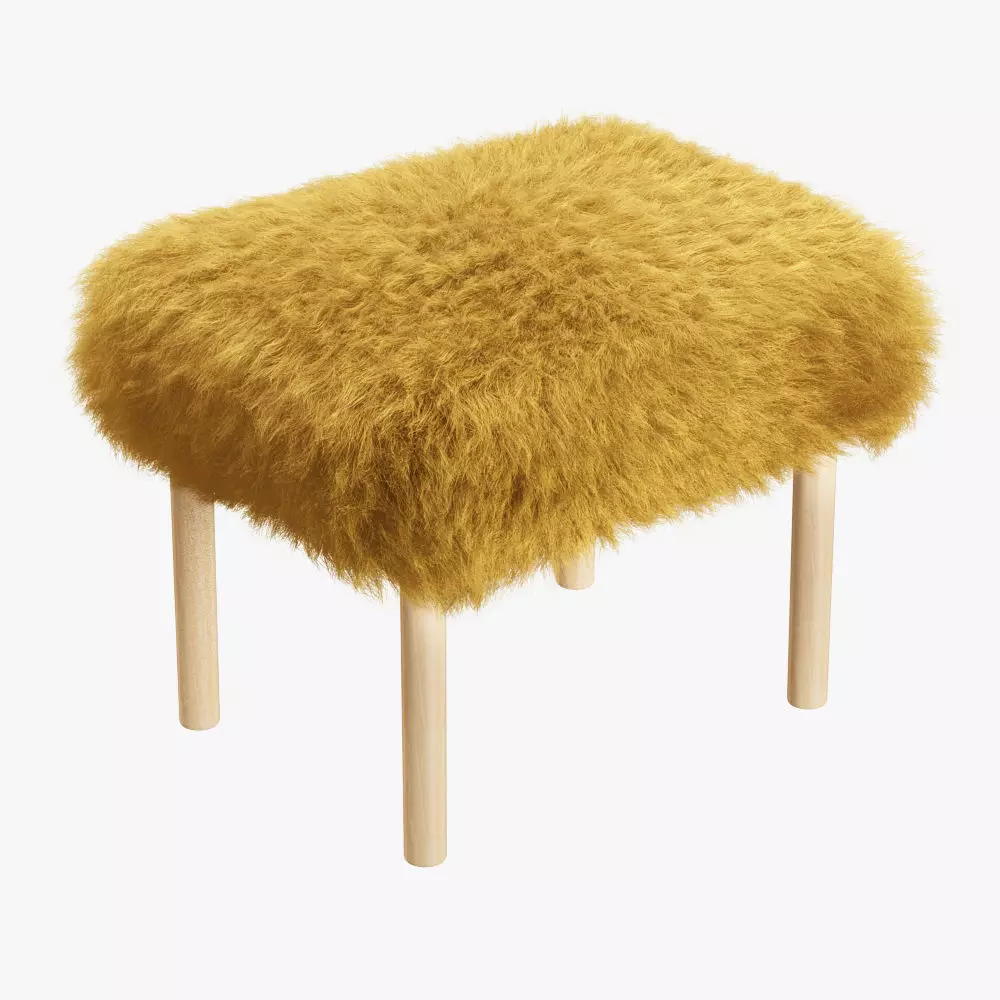 Carys Sheepskin Footstool 3D model_0