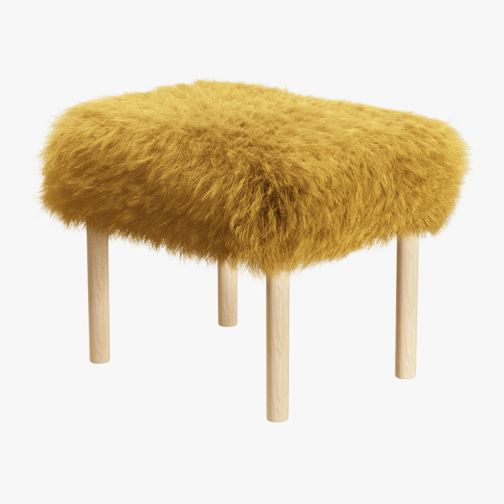 Carys Sheepskin Footstool 3D model_1