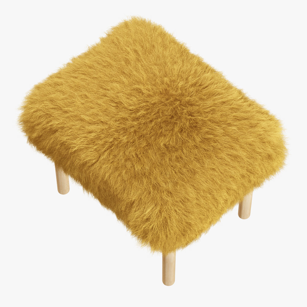Carys Sheepskin Footstool 3D model_2
