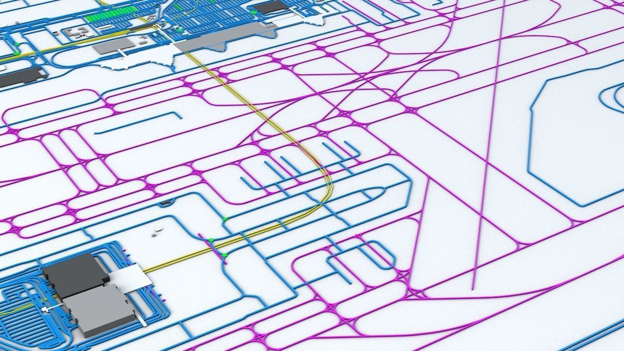 Barcelona El Prat BCN Airport Roads Buildings and Public Trans 3D model_6