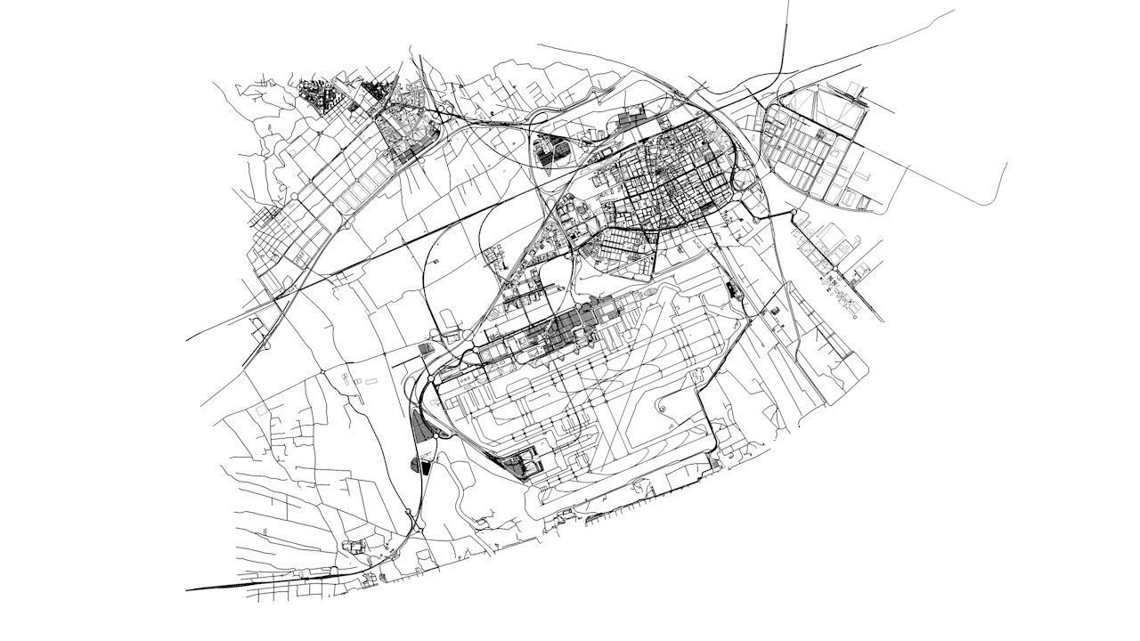 Barcelona El Prat BCN Airport Roads Buildings and Public Trans 3D model_11