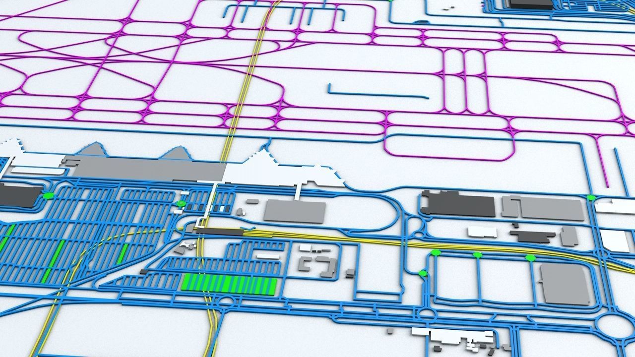 Barcelona El Prat BCN Airport Roads Buildings and Public Trans 3D model_5
