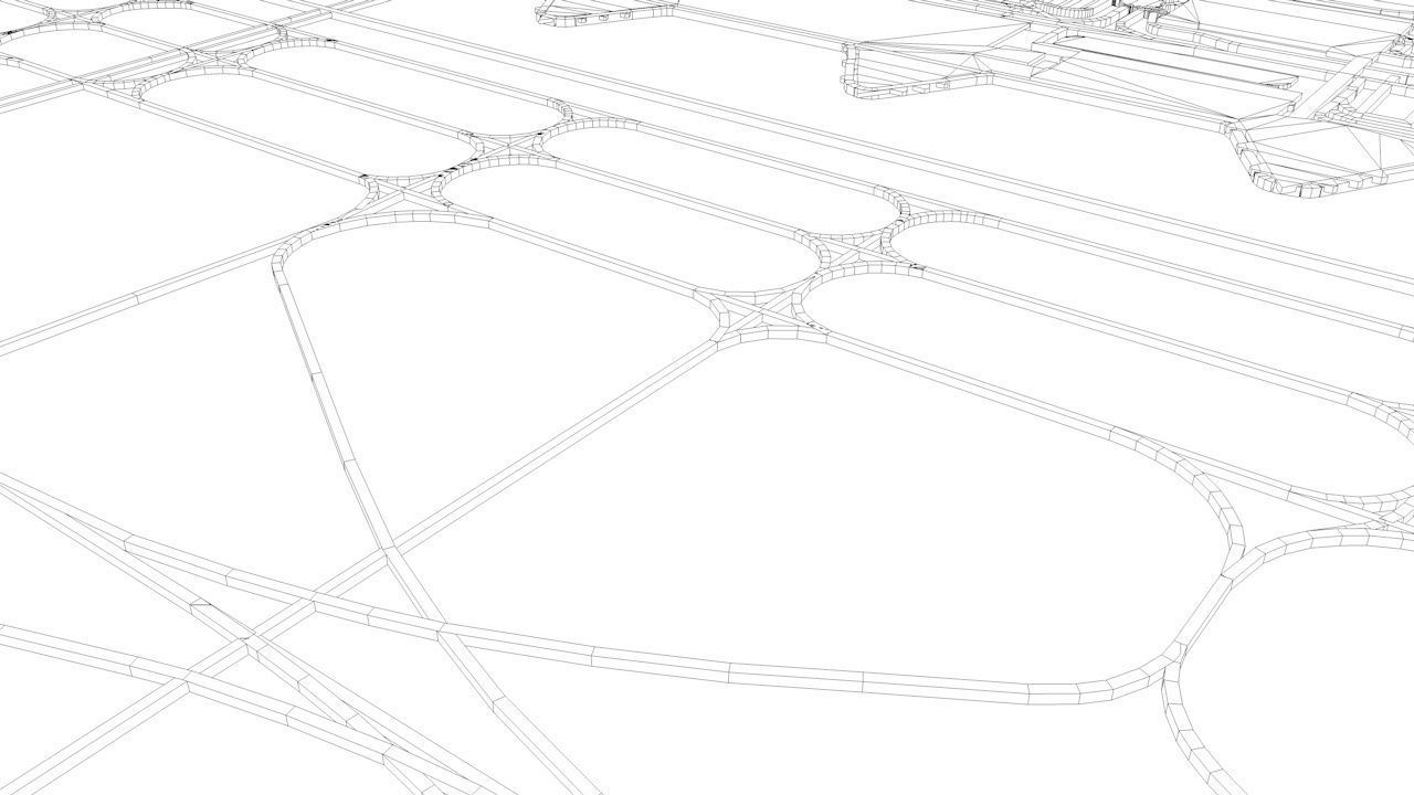 Barcelona El Prat BCN Airport Roads Buildings and Public Trans 3D model_9