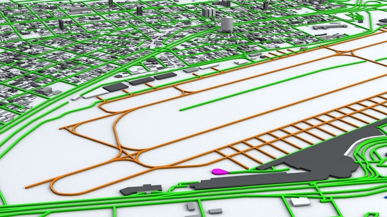 Sao Paulo Conghonas CGH Airport Roads Buildings and Public Trans 3D model_5