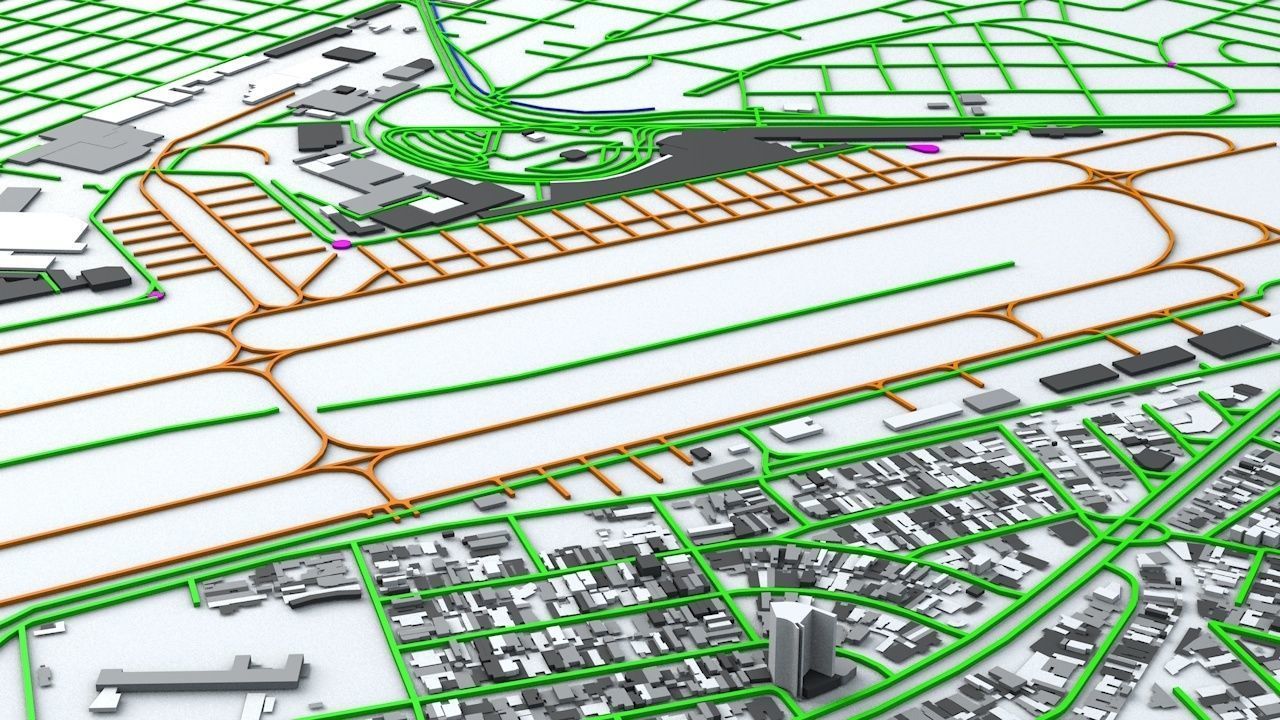 Sao Paulo Conghonas CGH Airport Roads Buildings and Public Trans 3D model_1