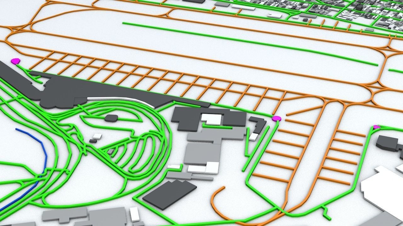 Sao Paulo Conghonas CGH Airport Roads Buildings and Public Trans 3D model_4