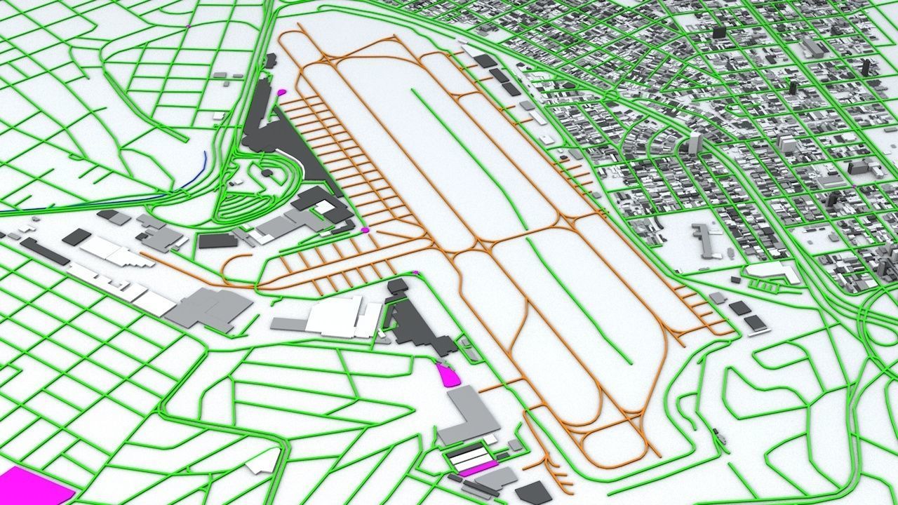 Sao Paulo Conghonas CGH Airport Roads Buildings and Public Trans 3D model_2