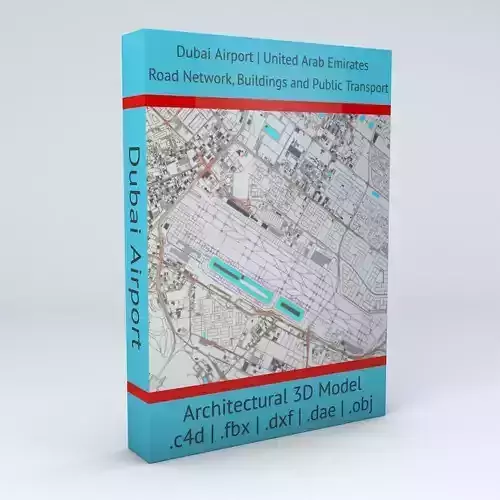 Dubai Airport DXB Airport Roads Buildings and Public Trans 3D model
