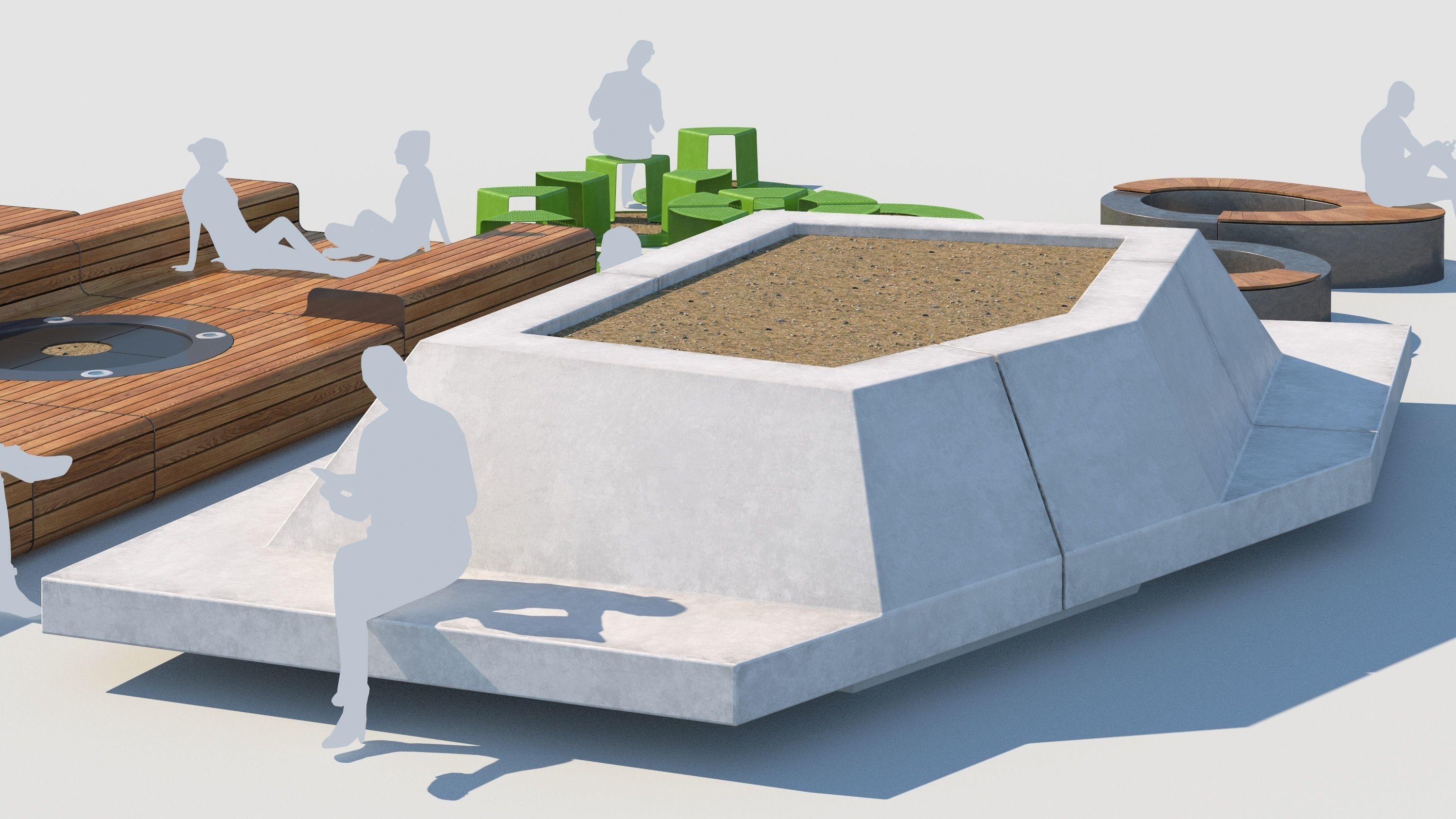 street benches set 3D model 3D model_3