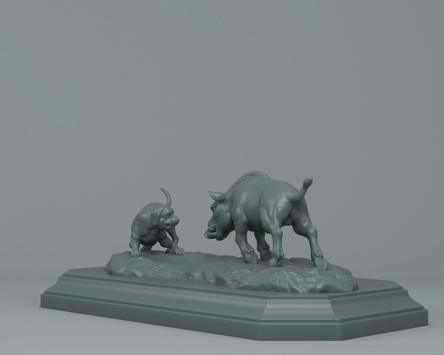 Boar and Dog 3D print model_2