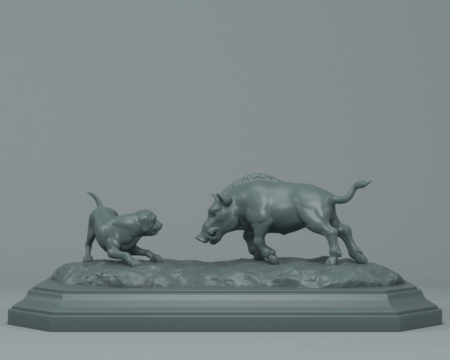 Boar and Dog 3D print model_1