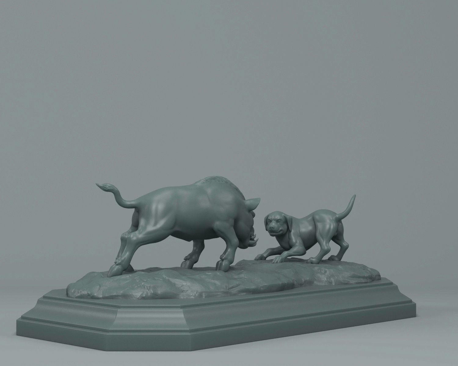 Boar and Dog 3D print model_3