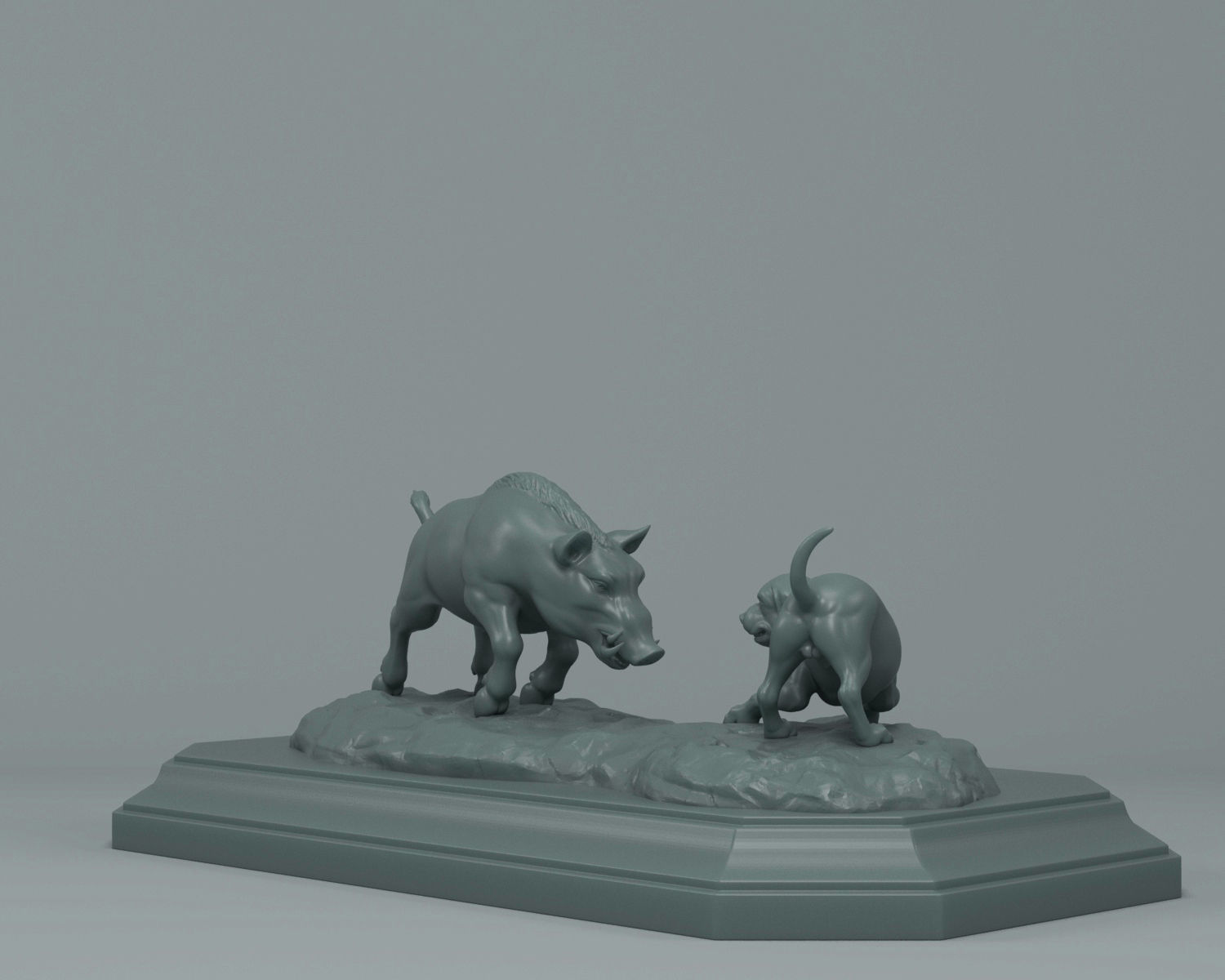Boar and Dog 3D print model_5