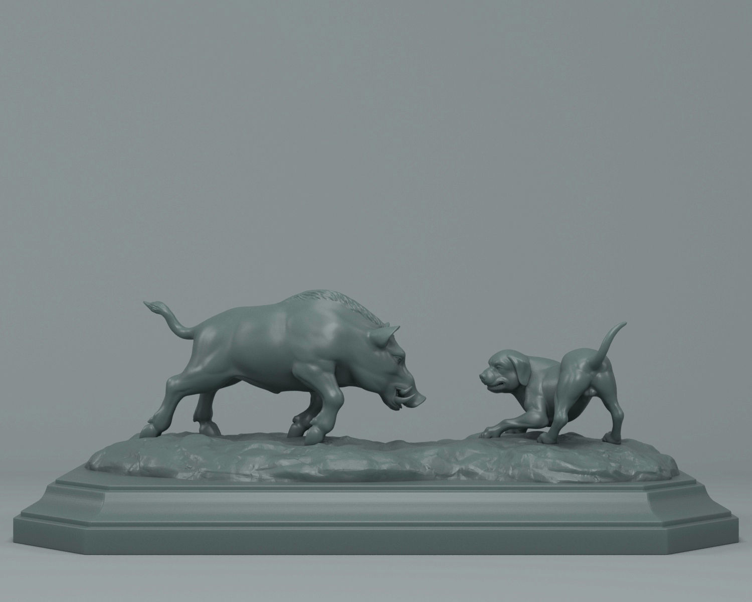 Boar and Dog 3D print model_4