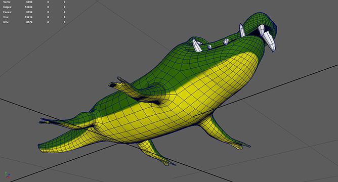Gator crocodile Low-poly 3D model_2