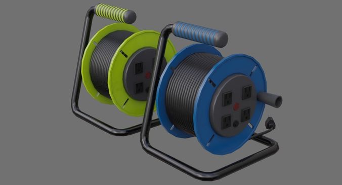 Extension Cord Reel 1A  Low-poly 3D model