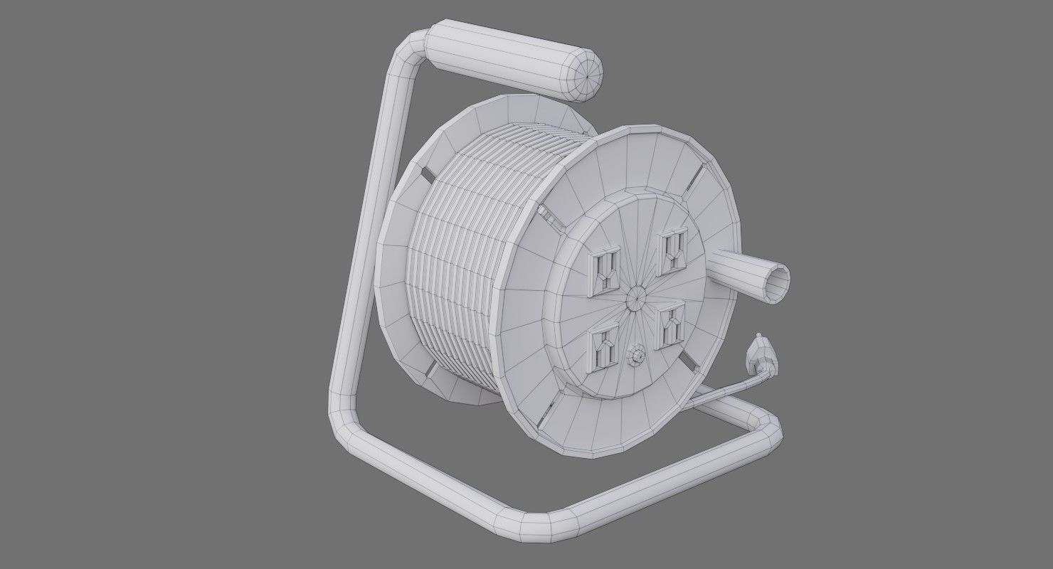 Extension Cord Reel 1B Low-poly 3D model_11