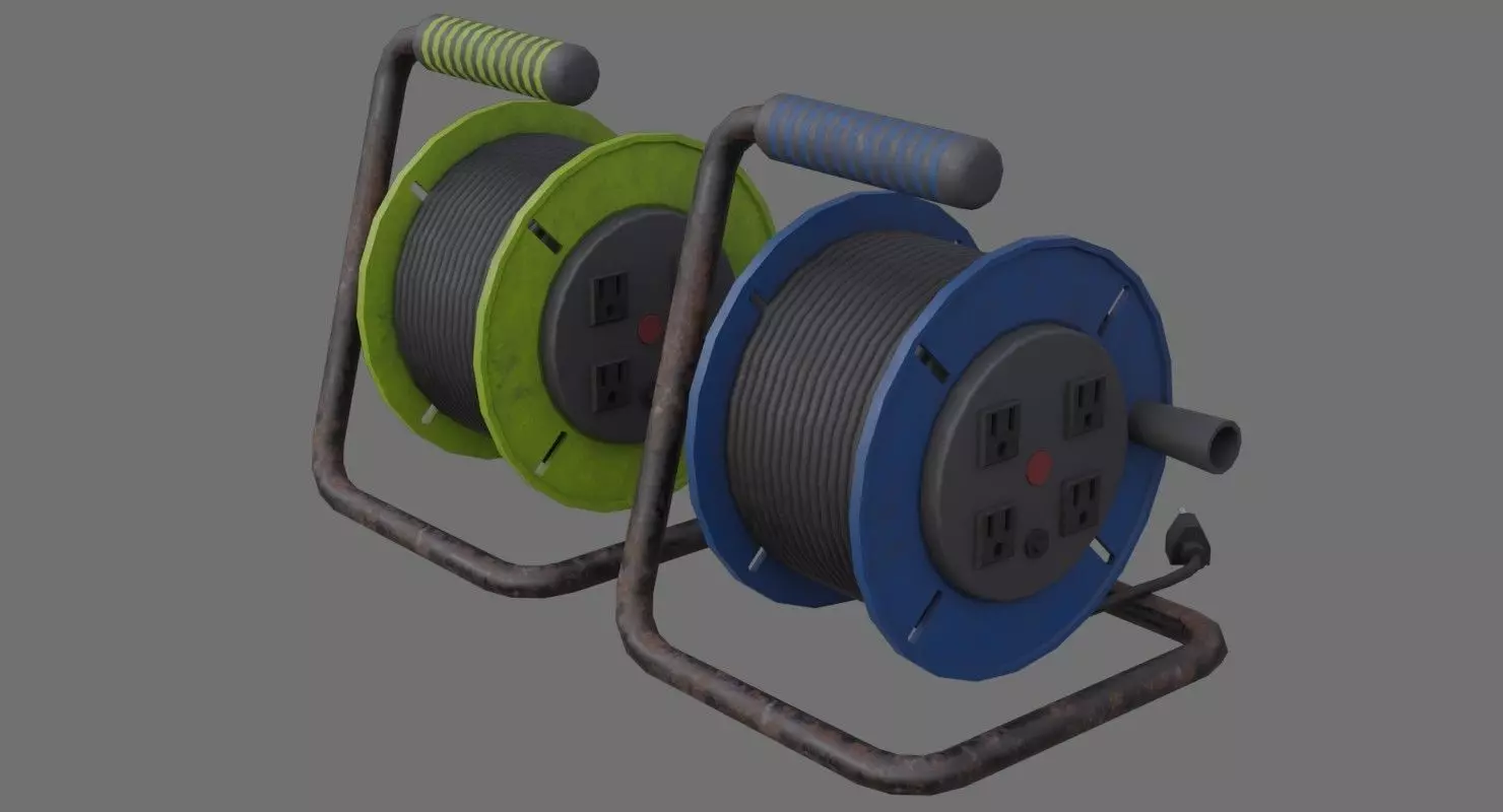 Extension Cord Reel 1B Low-poly 3D model_0