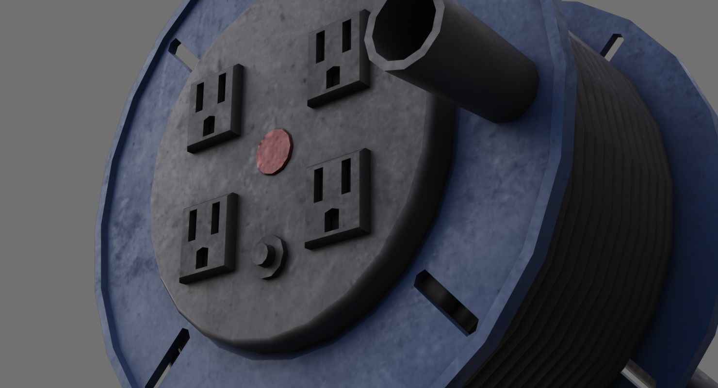 Extension Cord Reel 1B Low-poly 3D model_9
