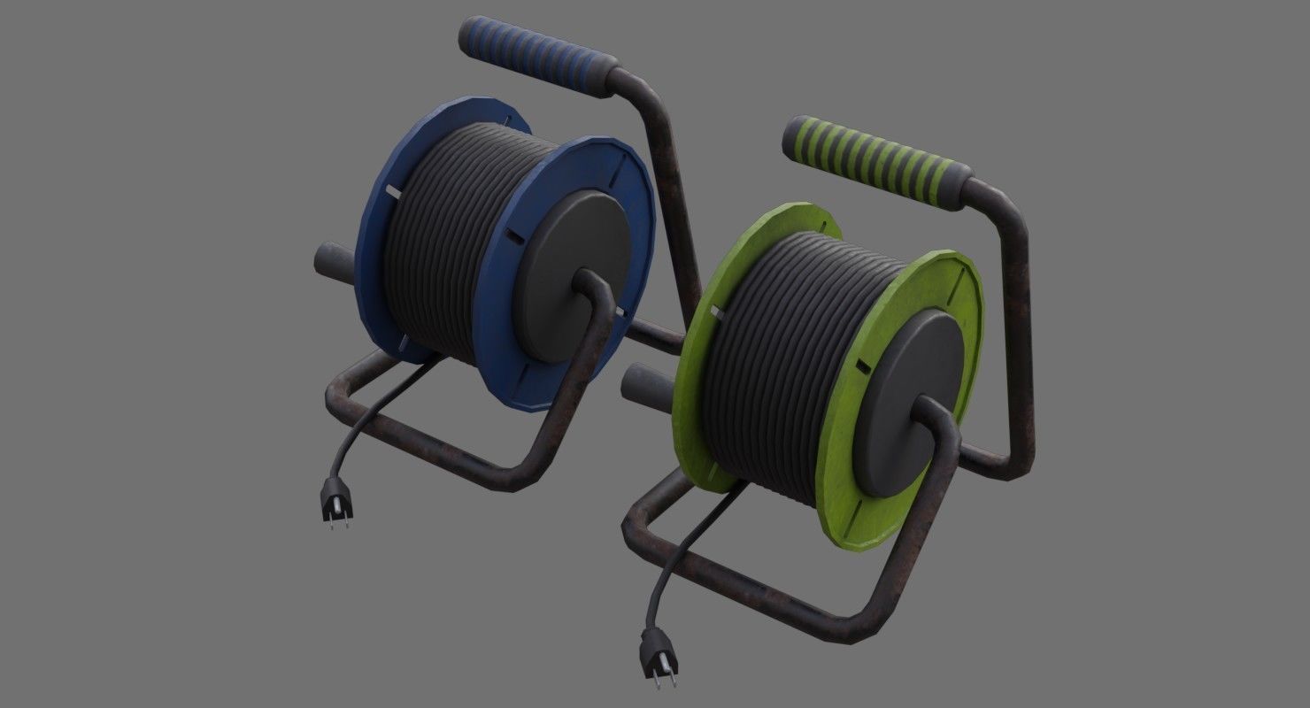 Extension Cord Reel 1B Low-poly 3D model_2