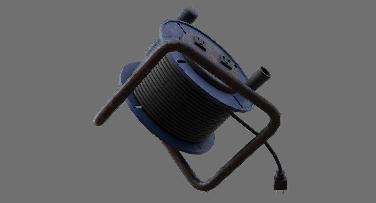 Extension Cord Reel 1B Low-poly 3D model_8