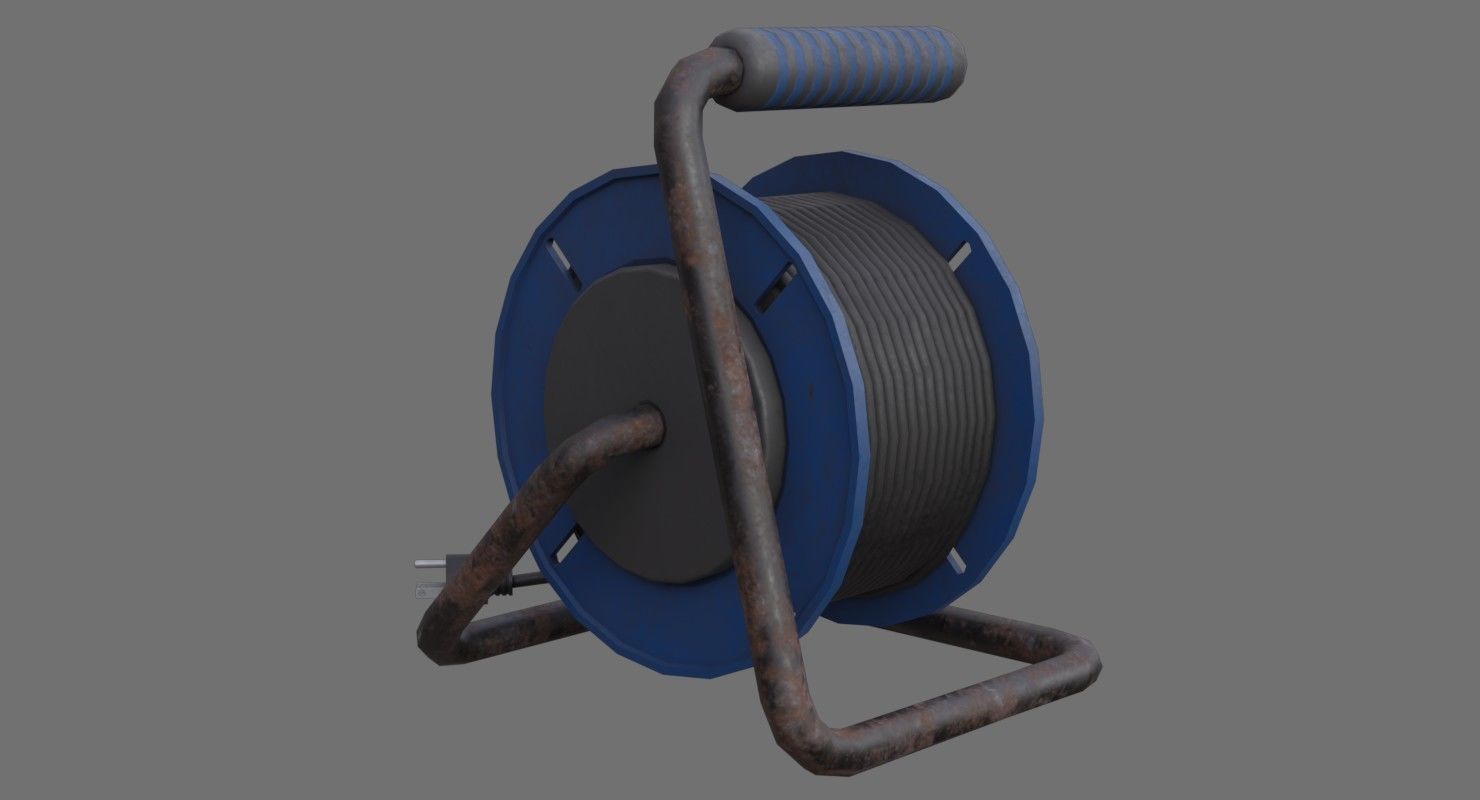 Extension Cord Reel 1B Low-poly 3D model_5