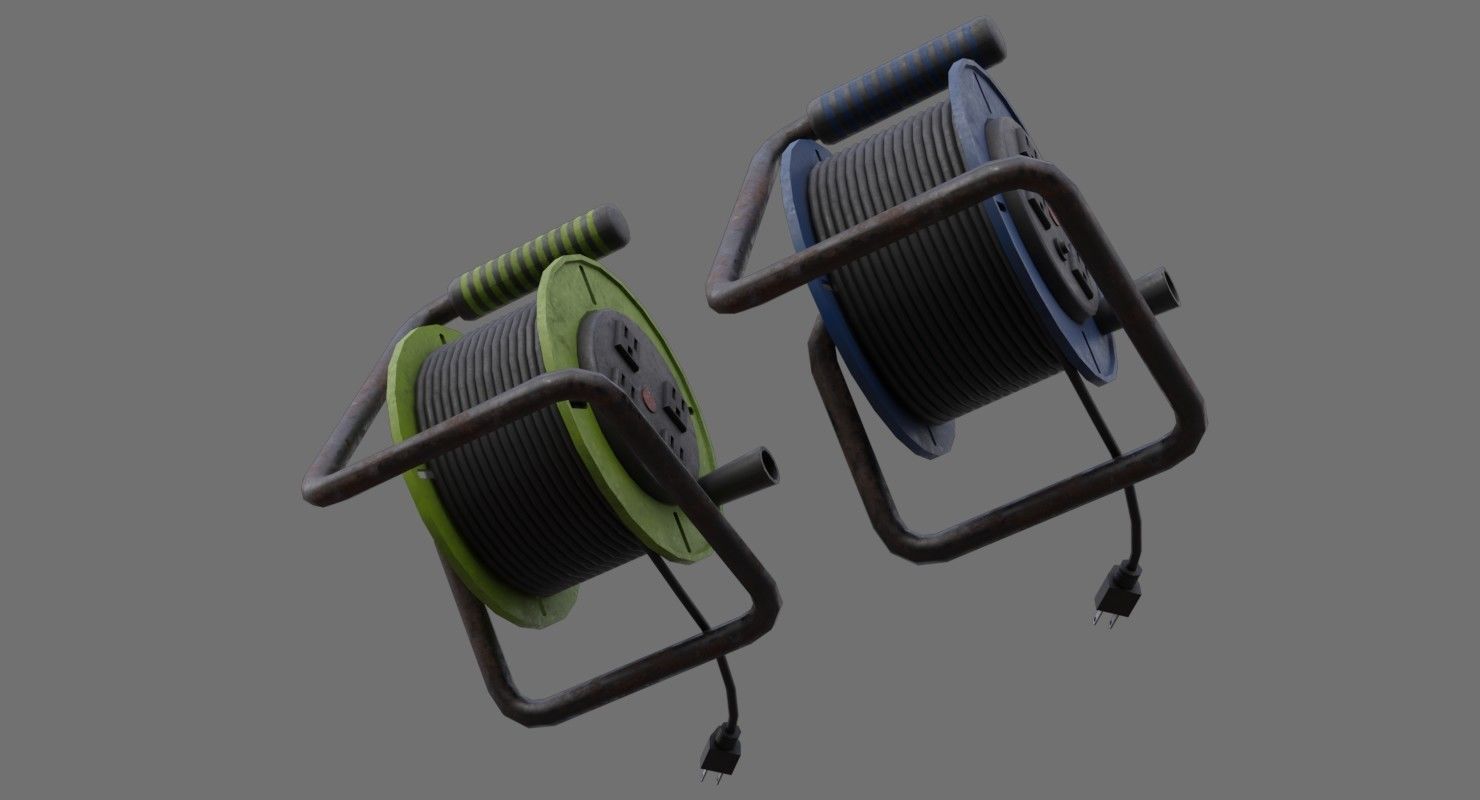 Extension Cord Reel 1B Low-poly 3D model_3