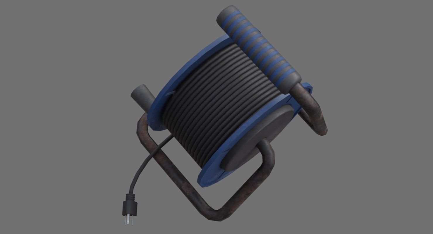 Extension Cord Reel 1B Low-poly 3D model_6