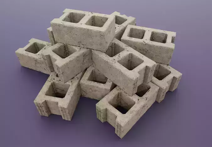 Cinder Block rusty - PBR Low-poly 3D model