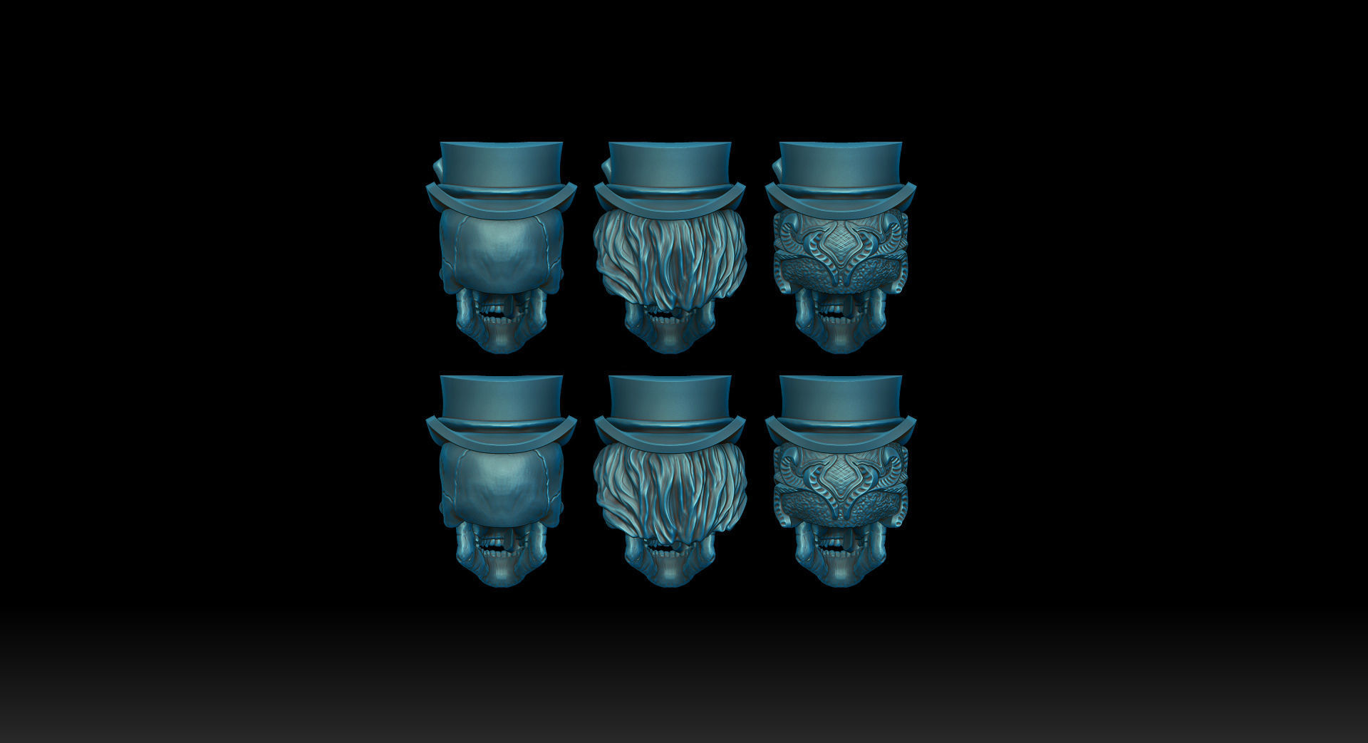 Skull beads with hat and poker cards 3d model for 3d printing 3D print model_11