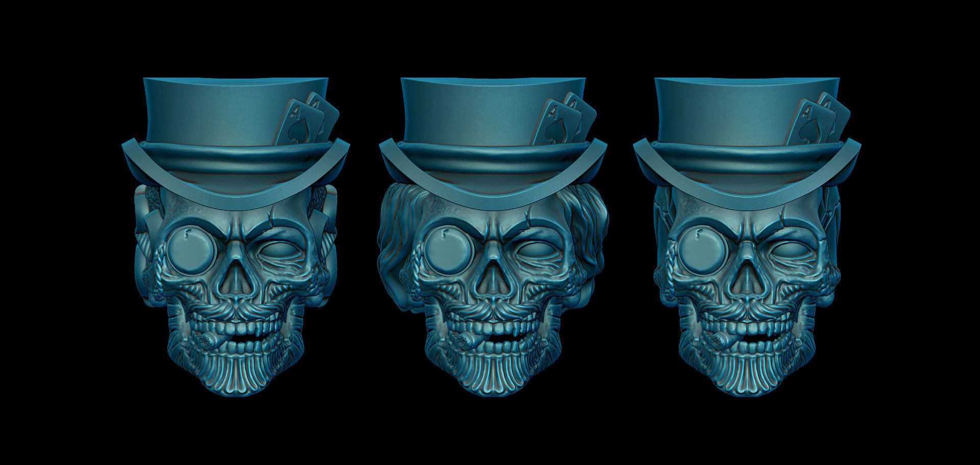 Skull beads with hat and poker cards 3d model for 3d printing 3D print model_1