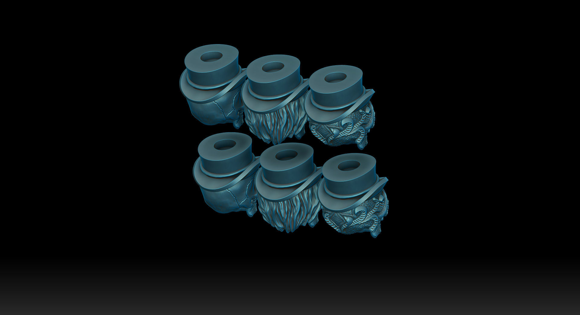 Skull beads with hat and poker cards 3d model for 3d printing 3D print model_12