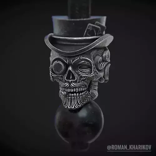 Skull beads with hat and poker cards 3d model for 3d printing 3D print model