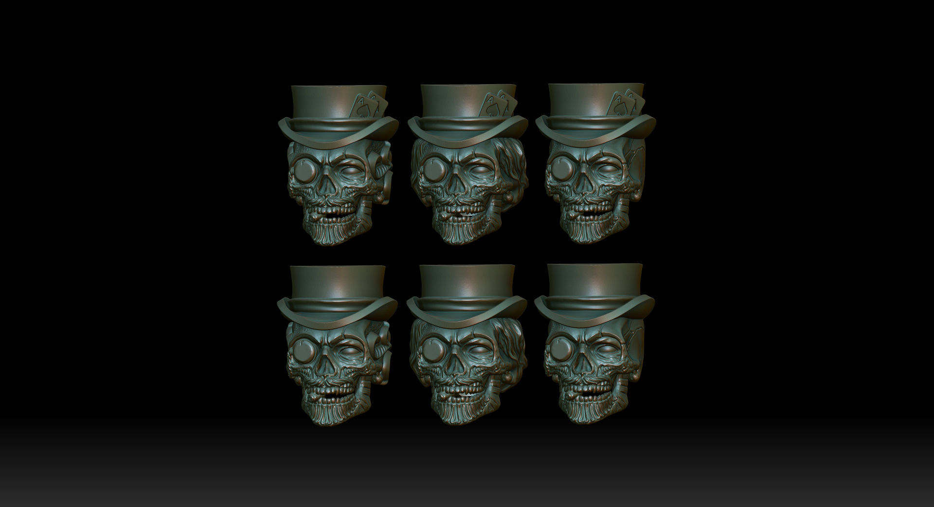 Skull beads with hat and poker cards 3d model for 3d printing 3D print model_5
