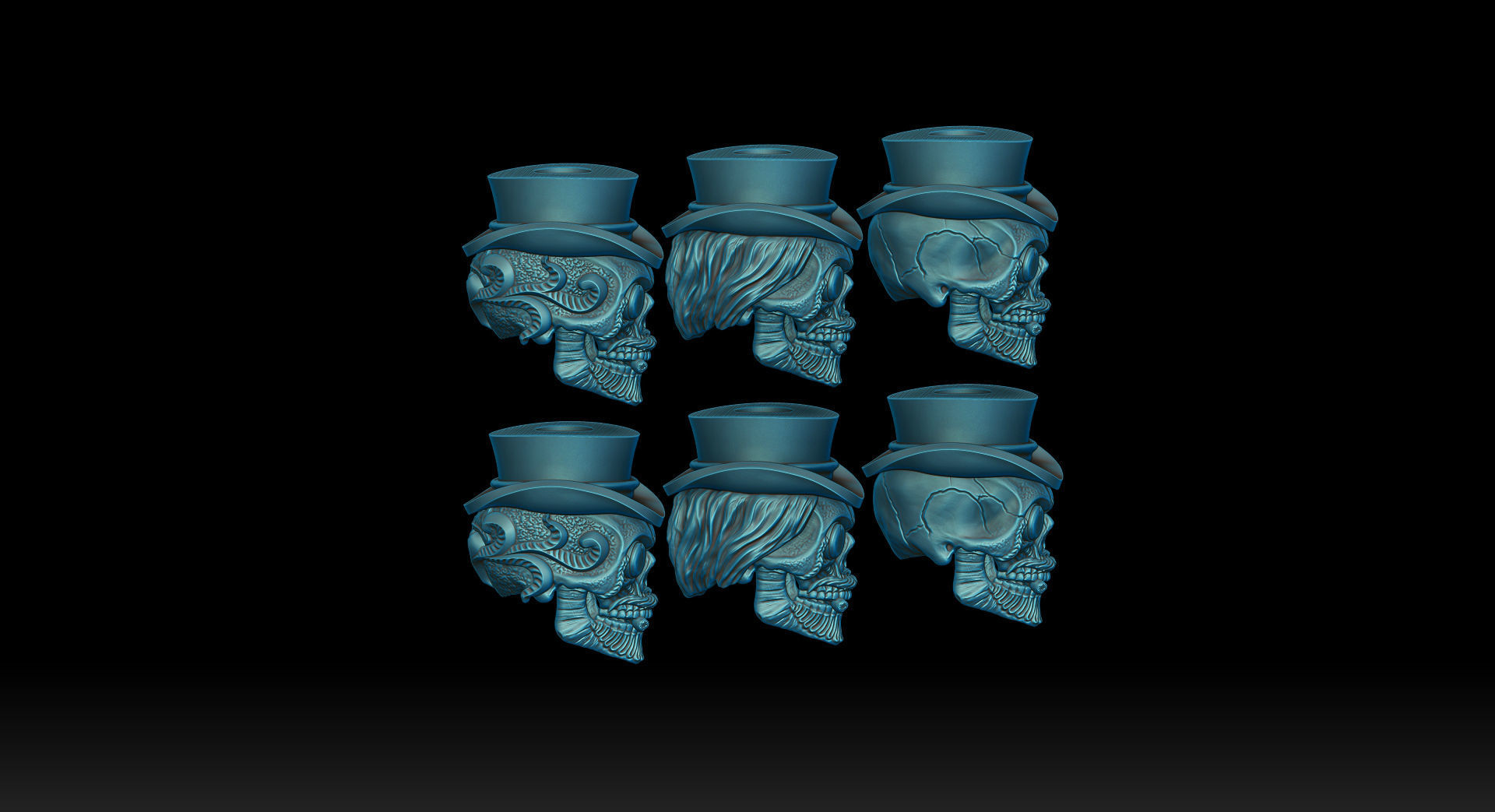 Skull beads with hat and poker cards 3d model for 3d printing 3D print model_10