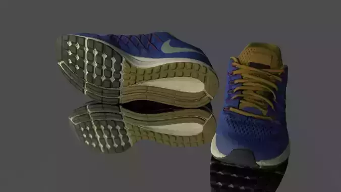 Low poly sneakers pair of running shoes