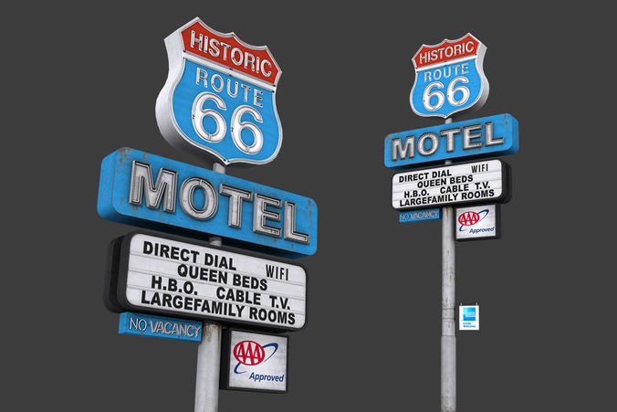 Historic Route 66 Motel Sign Low-poly 3D model
