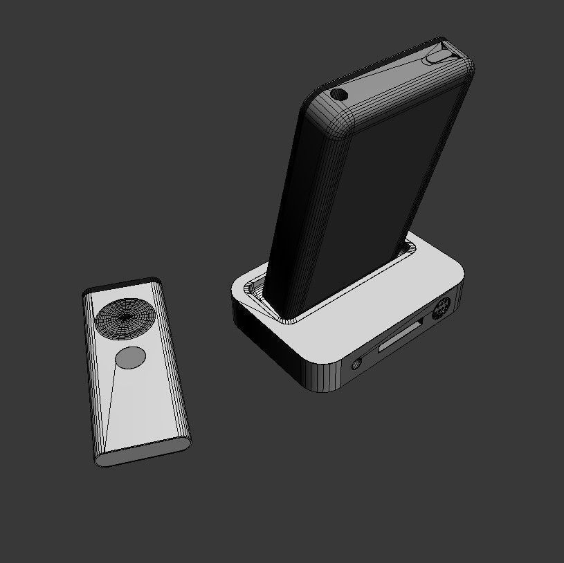 Ipod with remote and charger 3D model_5