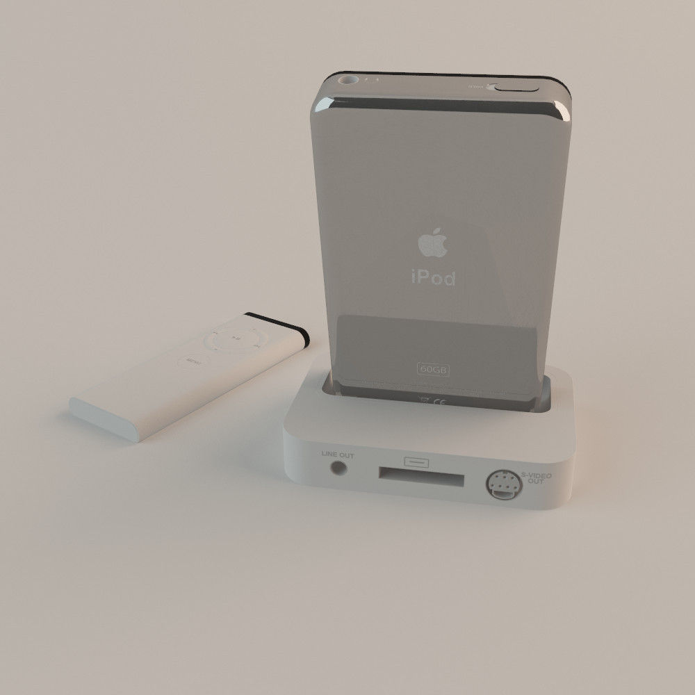 Ipod with remote and charger 3D model_4