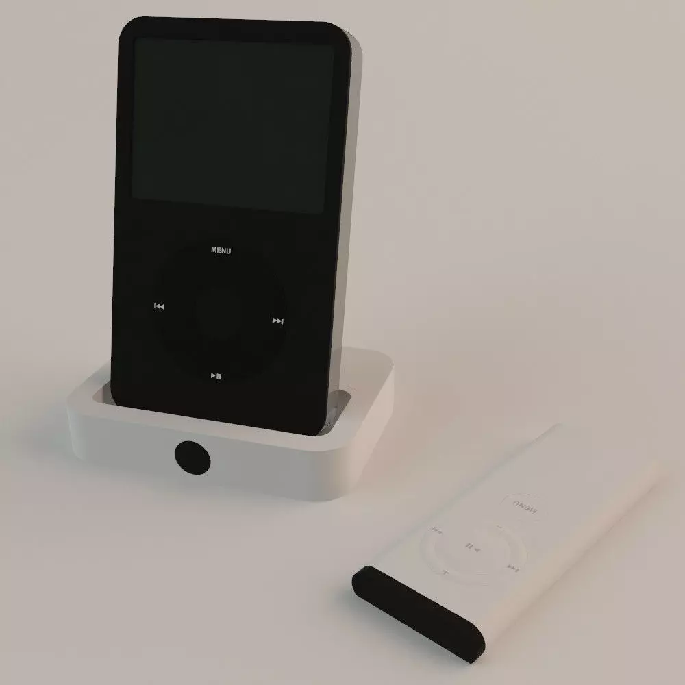 Ipod with remote and charger 3D model_0