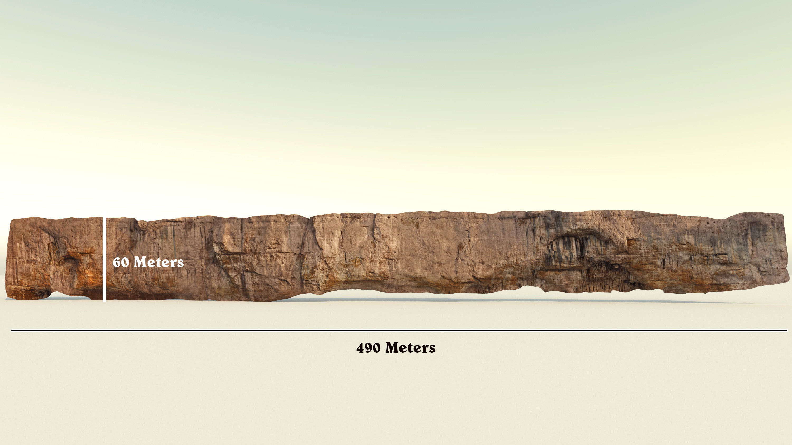 Cliff - Giant 500 meters prepared limestone cliff 3d scan 3D model_3