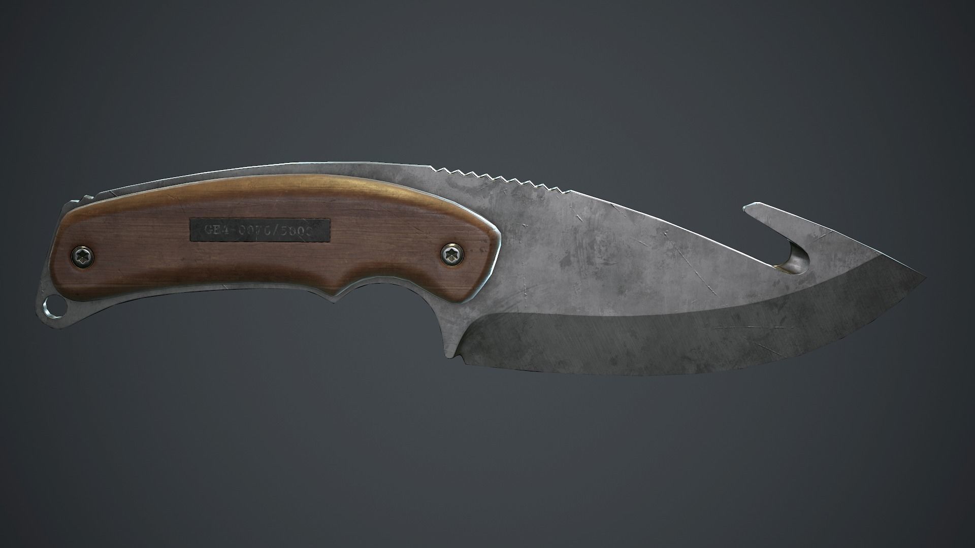 Steel Gut Knife PBR Game Ready Low-poly 3D model_5