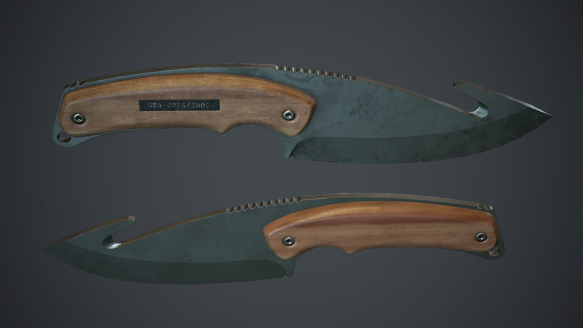 Steel Gut Knife PBR Game Ready Low-poly 3D model_7