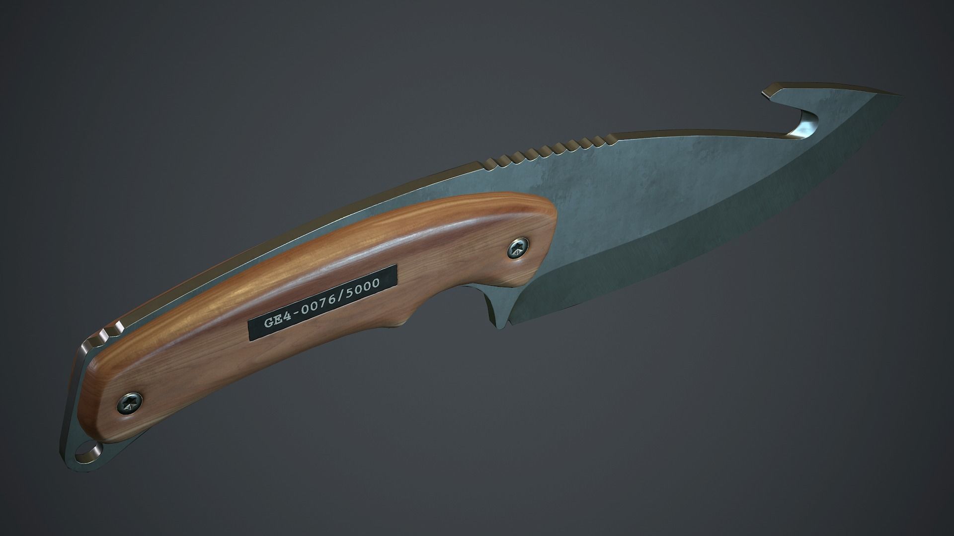 Steel Gut Knife PBR Game Ready Low-poly 3D model_14