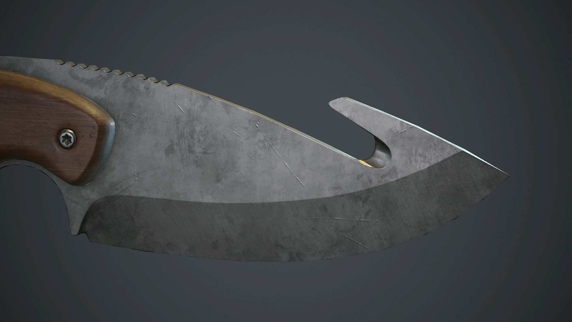 Steel Gut Knife PBR Game Ready Low-poly 3D model_11